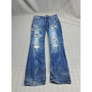 BKE Buckle Black Jeans Mens 30x34‎ tag No 9 Straight Leg Distressed 32x31